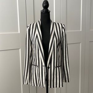 Black and White Striped Blazer